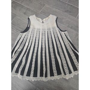 Lily's Closet Black Cream Lace Crochet Sleeveless Babydoll Medium Cottagecore